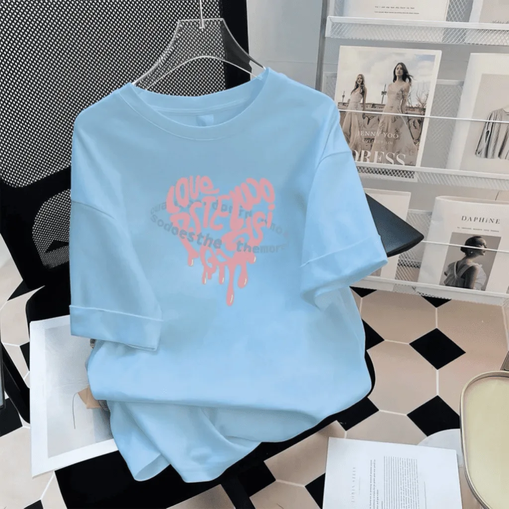 Áo thun nữ graphic pastel SUNVIBE màu xanh pastel Ao thun nu graphic pastel SUNVIBE mau xanh pastel