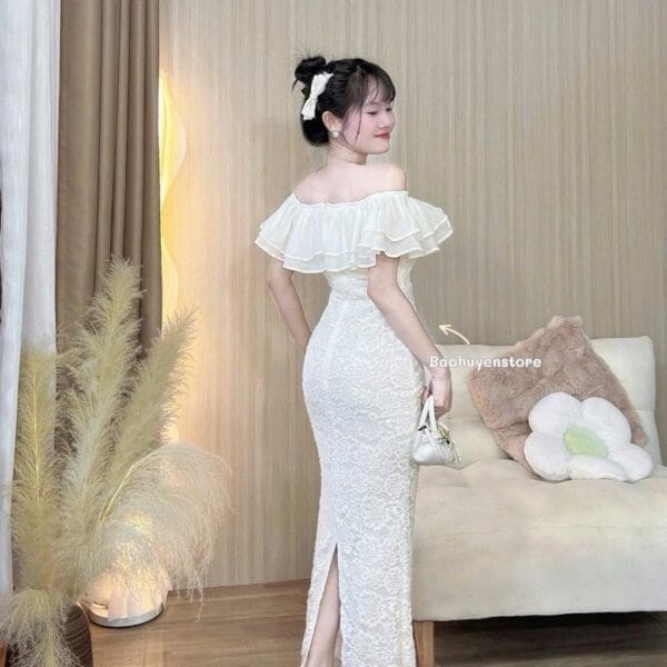 Dam body co yem beo xoe SUNVIBE mau trang