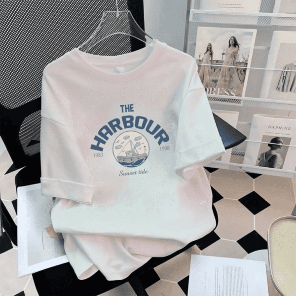 Áo Thun Ngắn Tay Cổ Tròn In Hình Vintage